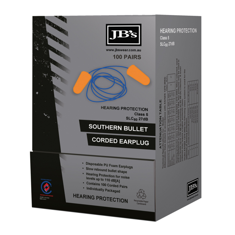 JB's Southern Bullet Corded Earplug (100 pair)
