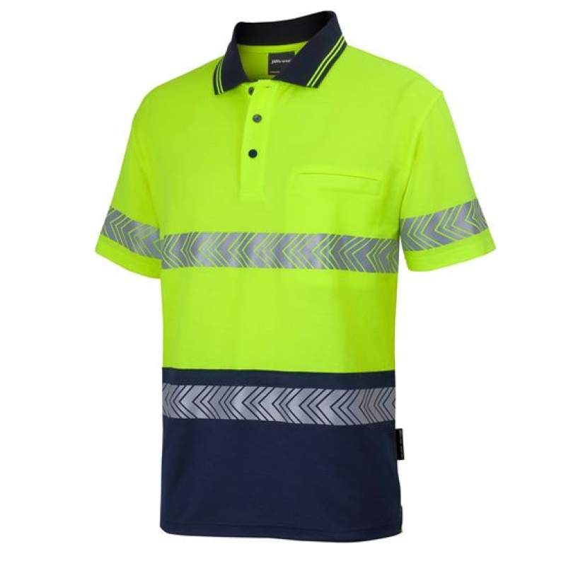 JB's Hi Vis (D+N) Cotton Back S/S Segmented Tape Polo