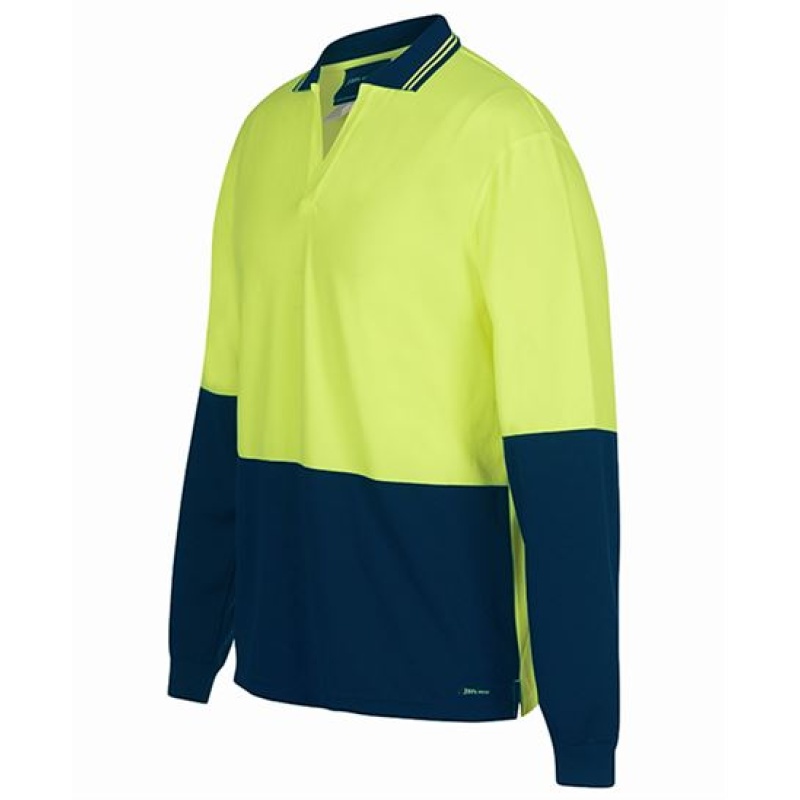 JB's Hi Vis L/S Non Button Polo