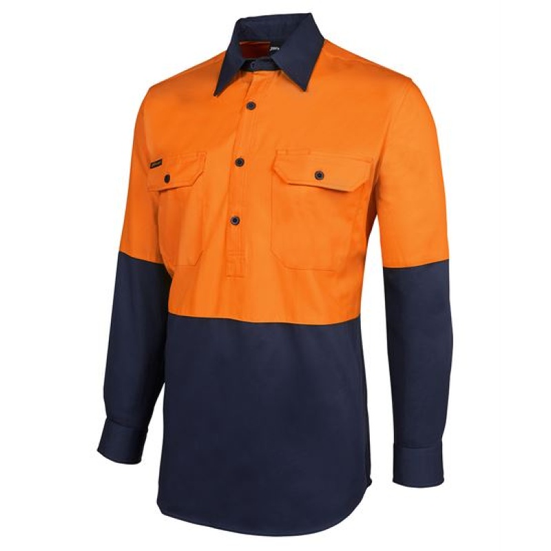 JB's Hi Vis Close Front L/S 190g Work Shirt
