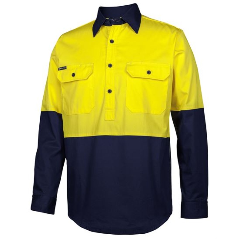 JB's Hi Vis Close Front L/S 150g Work Shirt
