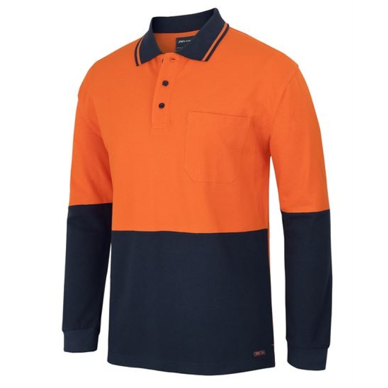 JB's Hi Vis L/S Cotton Pique Trad Polo