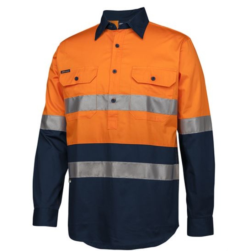 JB's Hi Vis (D+N) Close Front L/S 150g Work Shirt