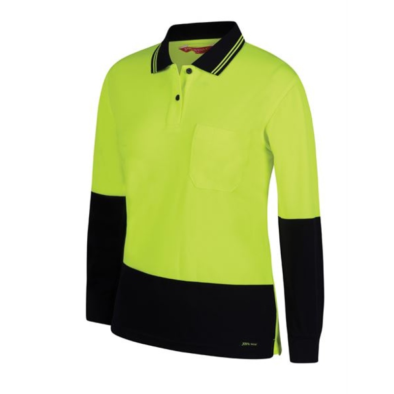 JB's Ladies Hi Vis L/S Comfort Polo