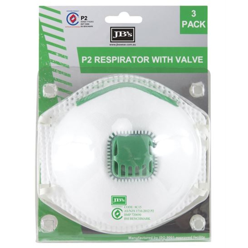 JB's Blister (3pc) P2 Respirator With Valve